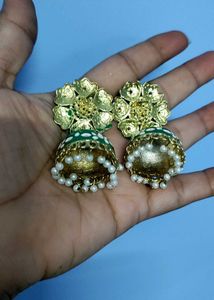 Green Colour 2 Jhumka Set
