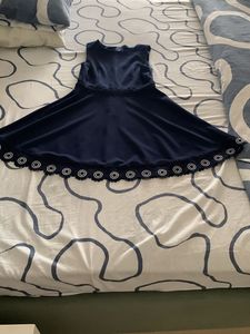 Navy Velvet Fit &amp; Flare Dress