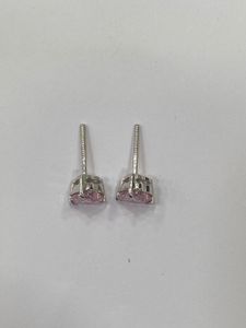 925 Italian, silver earrings, pink stone, heart s
