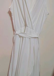 White Cut Sleeves Long Dress For Girl Or Woman