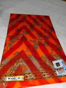 Orange Floral Print Saree