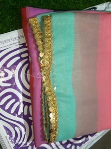 New Beautiful MultiColor Saree With Blouse Piece