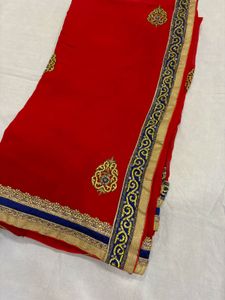 Red Embroidered Saree