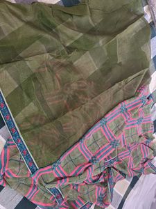 :&#34;New Soft Cotton Check Saree With Floral Border |