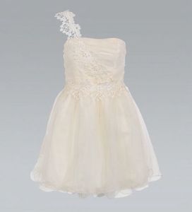 Crochet One Shoulder Pearl Embellished Organza Dre