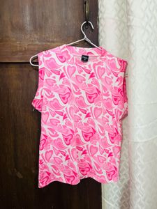 Pink Heart Print Tank Top