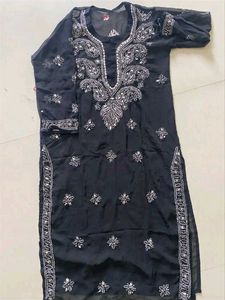 Hand emboidered lucknowi chikankari gala booti mir