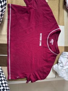 Burgundy Cropped T-Shirt