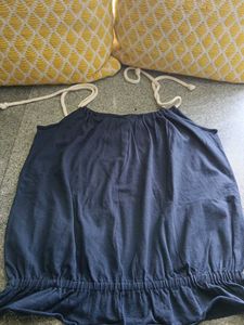 Blue Embroidered Tank Top