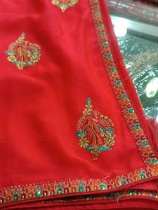 Red Embroidered Saree