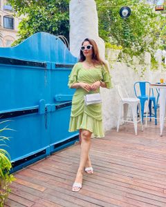 Lime Green Chiffon Dress