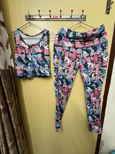 gym yoga Printed Leggings &amp; Top Set