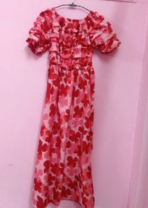 A RED ND PINK COLOUR ONE PIECE LONG DRESS!!!💓💓