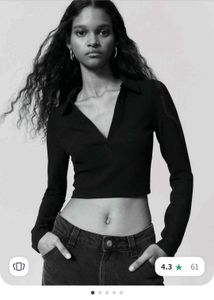 H&amp;M Black Ribbed Crop Top