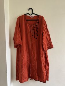 Orange Embroidered Kurta