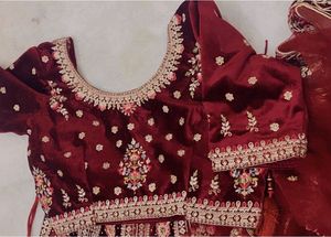 Maroon Velvet Lehenga Choli(one Time Use)
