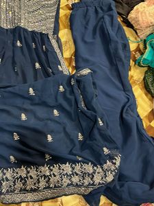 Navy Blue Embroidered Mayra Cut Beautiful Dress