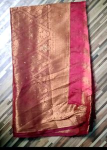 Elegant Pink & Gold Saree