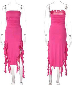 Hot Pink Ruffle Mini Dress