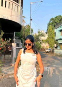 White Cinched Waist Dress