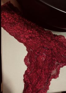 Used Red Laced Thongs