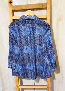 Blue Printed Cotton Shirt Size-42-44