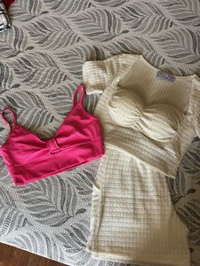 Combo Of Pink Tank Top And White Co Ord Set