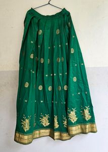 Ethnic Skirt &amp; Blouse Green | Pattupavada