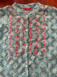 Embroidered Cotton Top Full Sleeves (Small)
