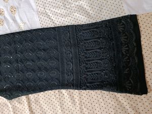 Black Chickenkari Kurti Plazo