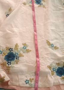 Beautiful Peach Lengha With Blue Dupatta