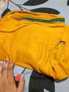 Yellow Dupatta with Green Trim