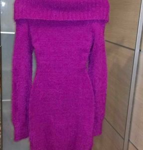 Sparkly Purple Sweater Dress