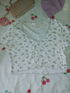 V-neck drawstring top