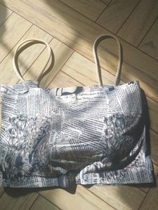 Paper Print Padded Sports Bra