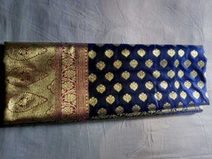 Blue &amp; Pink Pure Katan Benarasi Saree