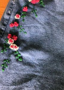 Floral hand Embroidered Light Wash Jeans