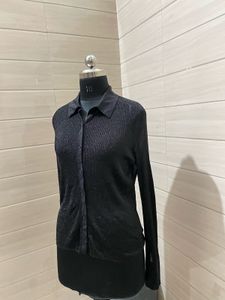 Partywear Sparkly Black Long Sleeve Shirt