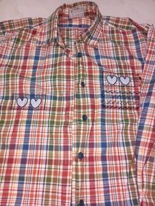 Vintage Plaid Heart Button-Down