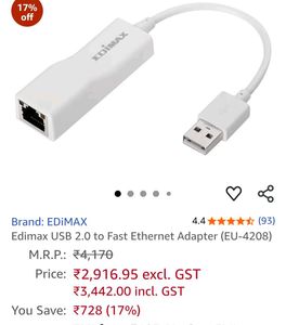 Edimax USB 2.0 to Fast Ethernet Adapter (EU-4208)
