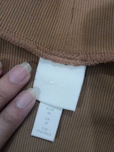 Brown Mock Neck Long Sleeve Top