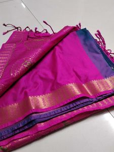 Elegant Mayil Blue Soft silk Saree