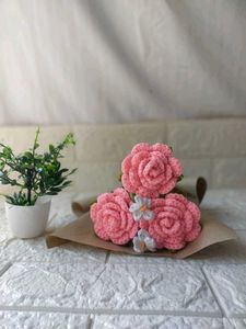 Crochet Big Rose Flower Bouquet
