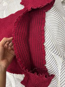 Red Off-Shoulder Smocked Top