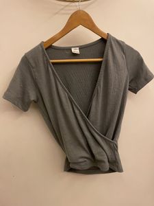 Gray Wrap Top