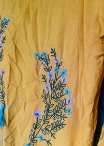 Yellow And Green Kurta Set With Flair Plazzo