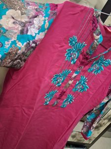 Embroidered Pink Kurta For Early Winter