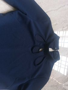 Marzeni Navy Blue Choker Peplum Top