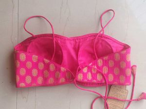 Swtantra Pink Brocade Spaghetti Strap Blouse