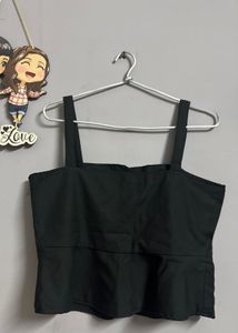 Chic Black Button-Down Peplum Tank